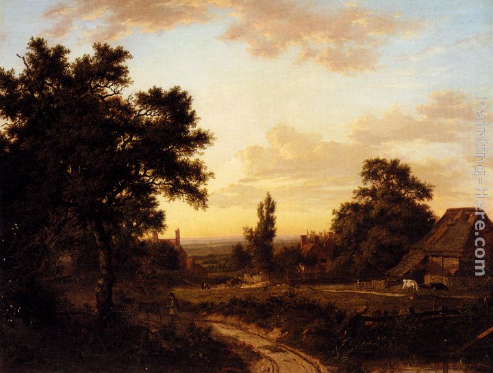 A View Of Addington, Surrey, With The Shirley Mills Beyond painting - Patrick Nasmyth A View Of Addington, Surrey, With The Shirley Mills Beyond art painting